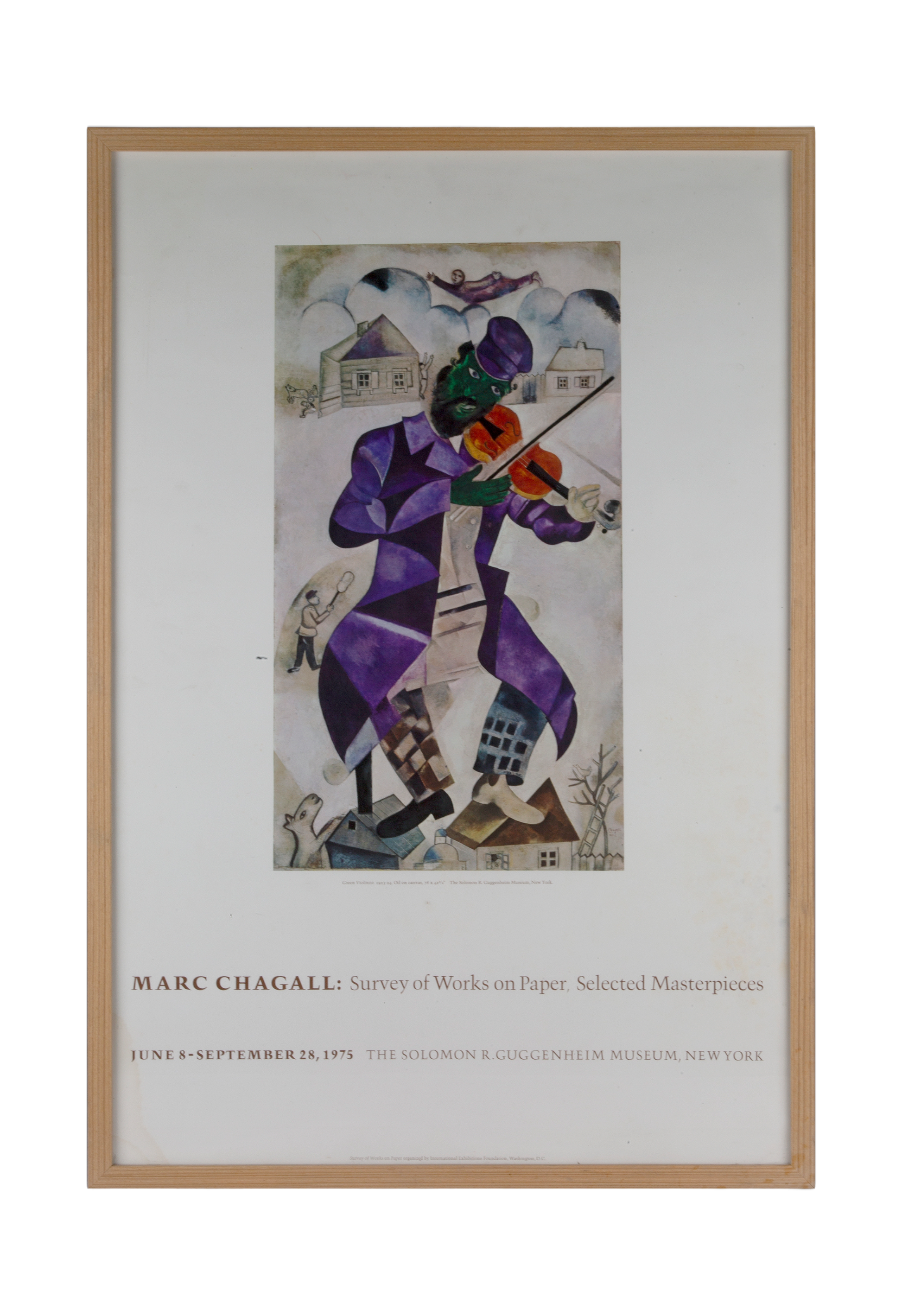 მარკ შაგალი 1975 Marc Chagall: Survey of Works on Paper – Selected Masterpieces გუგენჰეიმი გამოფენის პოსტერი